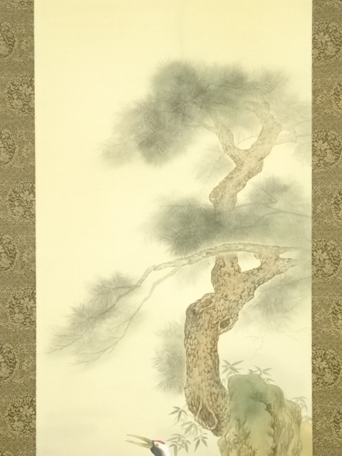 道具 ] - 道具 象紅筆 松鶴図 肉筆絹本掛軸（保護箱） | ネット